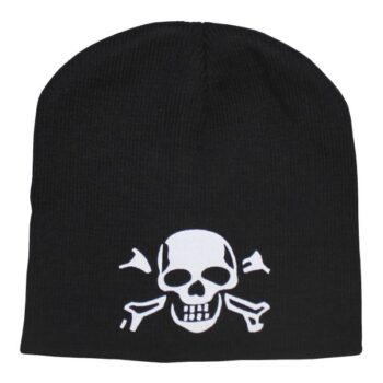 Strickmütze Beanie mit Totenkopf schwarz