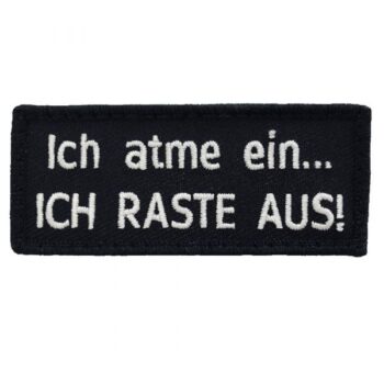 Café Viereck Patch Ich atme ein ich raste aus schwarz weiß