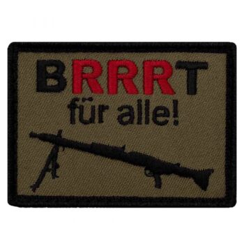 Café Viereck Patch Brrrt für alle oliv rot