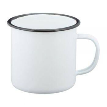 MFH Emaille Tasse 300 ml weiß schwarz