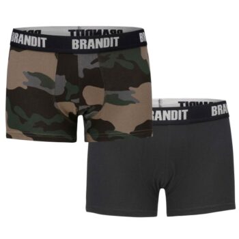 Brandit Boxershorts Logo darkcamo schwarz 2er Pack