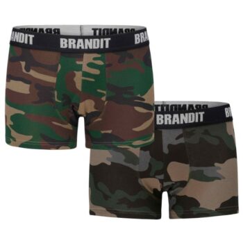 Brandit Boxershorts Logo woodland darkcamo 2er Pack