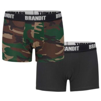 Brandit Boxershorts 2er Pack Branditlogo woodland schwarz