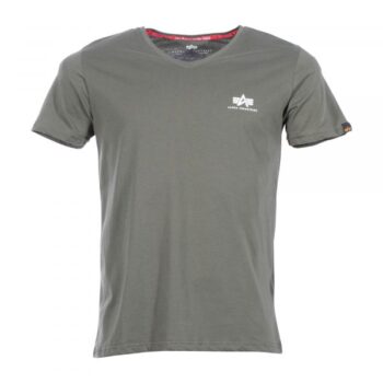 Alpha Industries T-Shirt Basic V-Neck T Small Logo dark olive