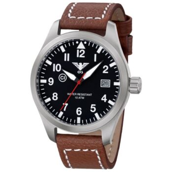 KHS Uhr Airleader Steel Büffellederband braun