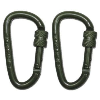 MFH Karabiner Schraubverschluss 6 mm x 6 cm oliv 2 Stk