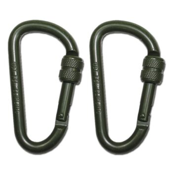 MFH Karabiner Schraubverschluss 8 mm x 8 cm oliv 2 Stk