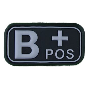 3D Blutgruppenpatch B Pos schwarz-weiß