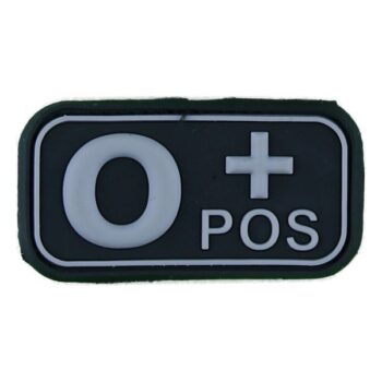 3D Blutgruppenpatch 0 Pos schwarz-weiß