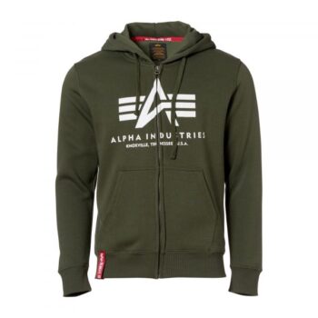 Alpha Industries Pullover Basic Zip Hoodie dark olive