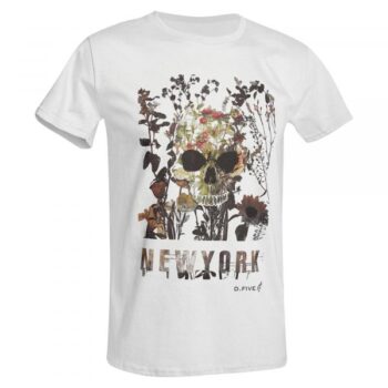 Defcon 5 T-Shirt Chest Skull Flowers weiß