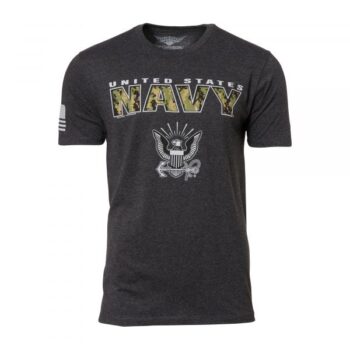 7.62 Design T-Shirt USN Camo Text heather black