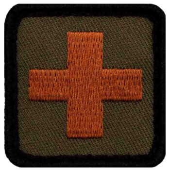 Café Viereck Patch Kreuz oliv