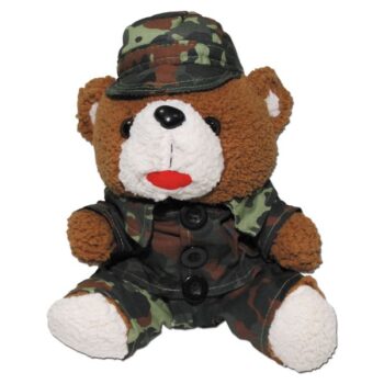 MFH Teddybär mit Anzug und Mütze flecktarn