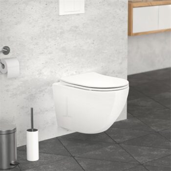 Wand-WC Hänge Toilette aus Keramik 49 cm lang Spülrandlos mit Nanoversiegelung & Softclose Luxebath