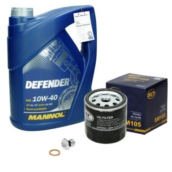 Inspektionspaket mit 5L Mannol Defender 10W-40 Daewoo Nexia Opel Astra Vectra