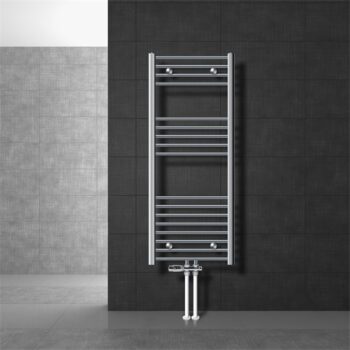 Badheizkörper Mittelanschluss 500x1200 mm Chrome gerade mit Boden Anschlussgarnitur LuxeBath