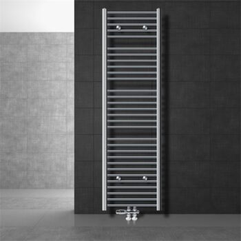 Badheizkörper Mittelanschluss 500x1800 mm Chrome gerade mit Boden Anschlussgarnitur LuxeBath