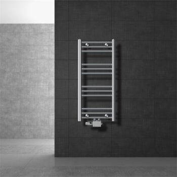 Badheizkörper Mittelanschluss 400x800 mm Chrome gerade mit Universale Anschlussgarnitur LuxeBath