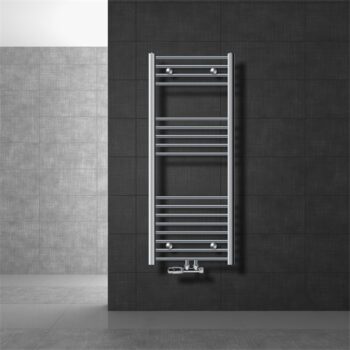 Badheizkörper Mittelanschluss 500x1200 mm Chrome gerade mit Wand Anschlussgarnitur LuxeBath