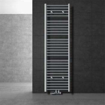 Badheizkörper Mittelanschluss 500x1800 mm Chrome gerade mit Wand Anschlussgarnitur LuxeBath