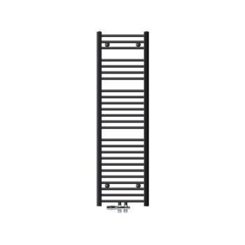 Badheizkörper Mittelanschluss 400x1500 mm Anthrazit gebogen mit Boden Anschlussgarnitur LuxeBath