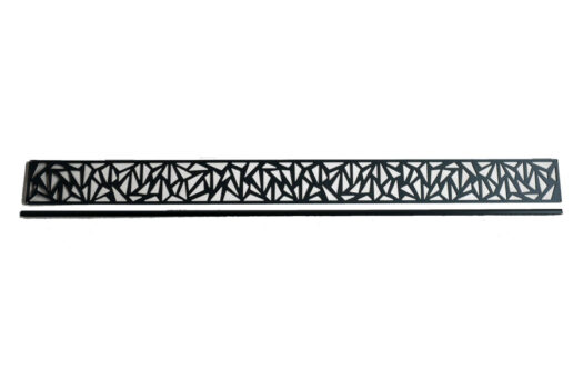 Designelement in Metall / Alpha (Serie WoodoTexel) beschichtet in anthrazit mit Adapter in 300 mm (H) x 1780 mm (L)